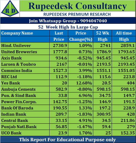 52  Week High In Large Cap