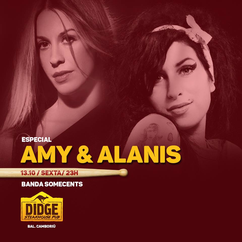 Sexta-feira 13 tem tributo a Amy e Alanis no Didge Steakhouse Pub