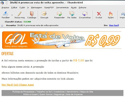 case de spam e phishing envolvendo o nome da Gol