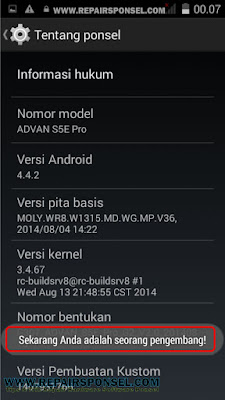 Cara Aktifkan USB Debugging Advan S5E Pro