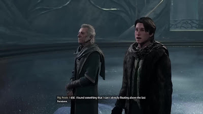Una scena che mostra una missione secondaria in corso con NPC in un villaggio delle Highlands.