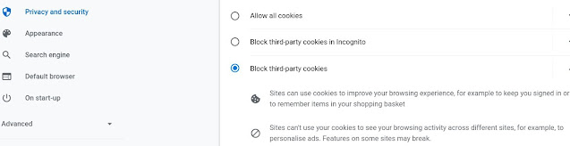 cookie settings in Chrome