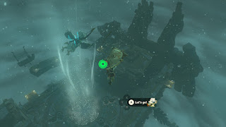 Link and Tulin flying above the Wind Temple