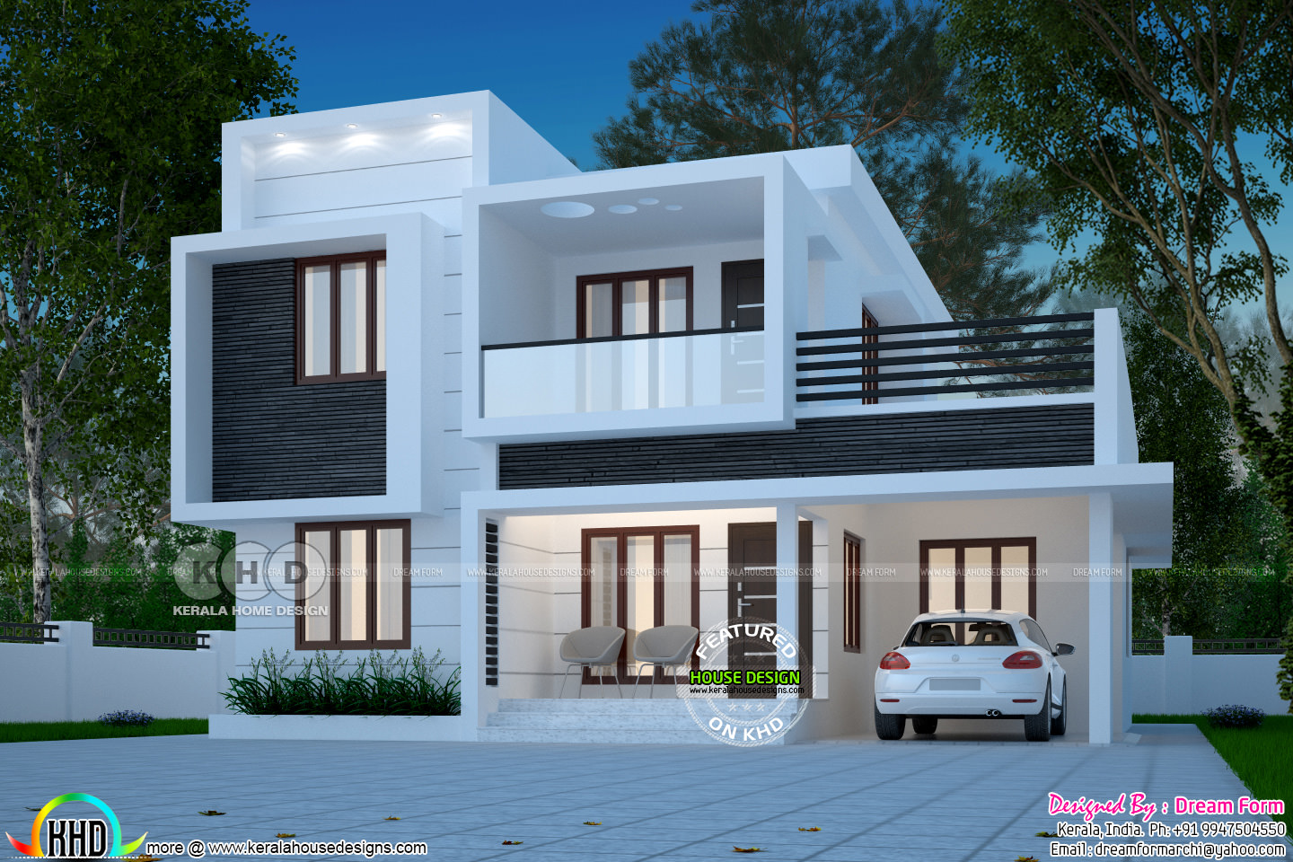 1873 square feet box model  house  design  Kerala  home  