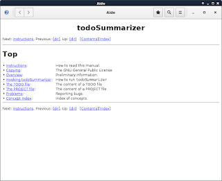 The todoSummarizer's help viewer