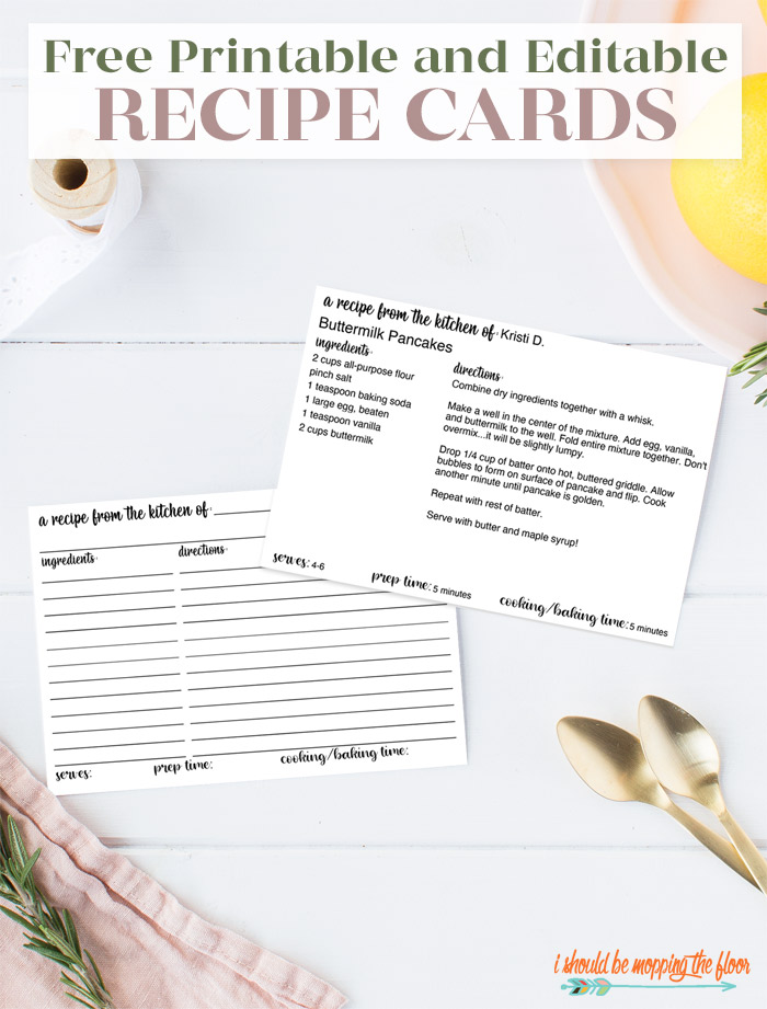 Printable Editable Recipe Card