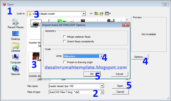 Mengimpor file AutoCAD ke SketchUp  Desain  Rumah  Template 