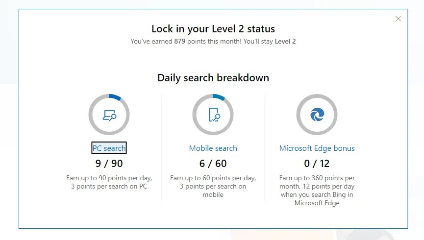 microsoft rewards levels