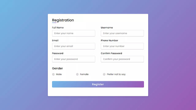 Responsive Registration Form in HTML CSS