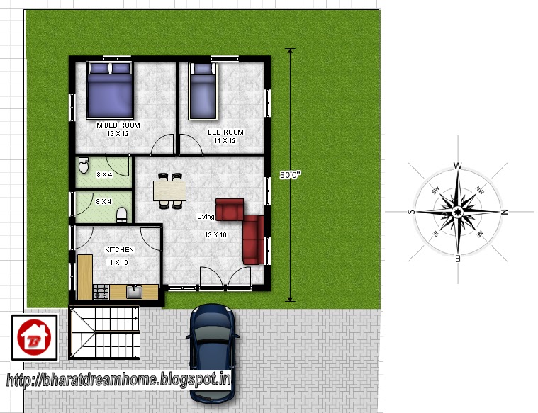 Bharat Dream Home  2  bedroom  floor plan  800sq ft east  facing 