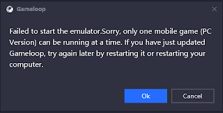 Failed to start the emulator.Sorry, only one mobile game (PC Version) can be running at a time.