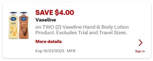 $4.00/2 Vaseline CVS APP MFR Digital Coupon (go to CVS App)