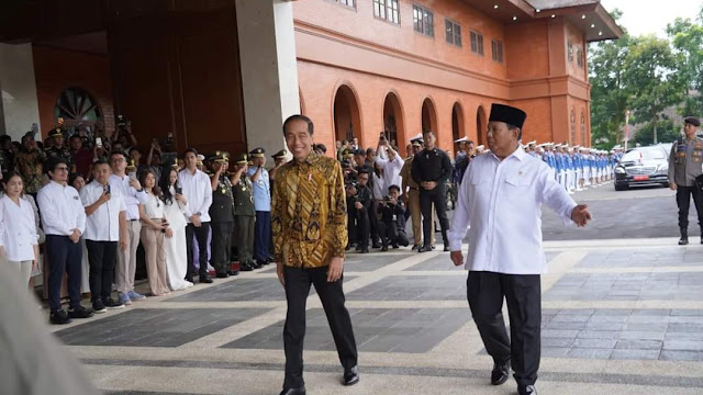 Menhan RI Prabowo Subianto Dampingi Presiden Jokowi Resmikan Gedung Graha Utama di Akmil Magelang