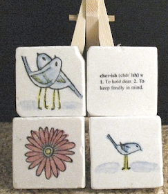 4-magnet set; cherish, two birds, etc.