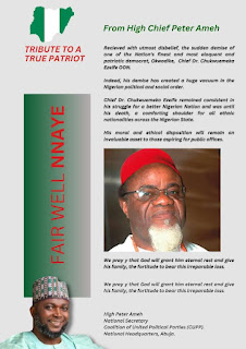 Okwadike, Dr. Chukwuemeka Ezeife, CON - A True Patriot, A Quintessential Leader and An Exceptional Democrat.