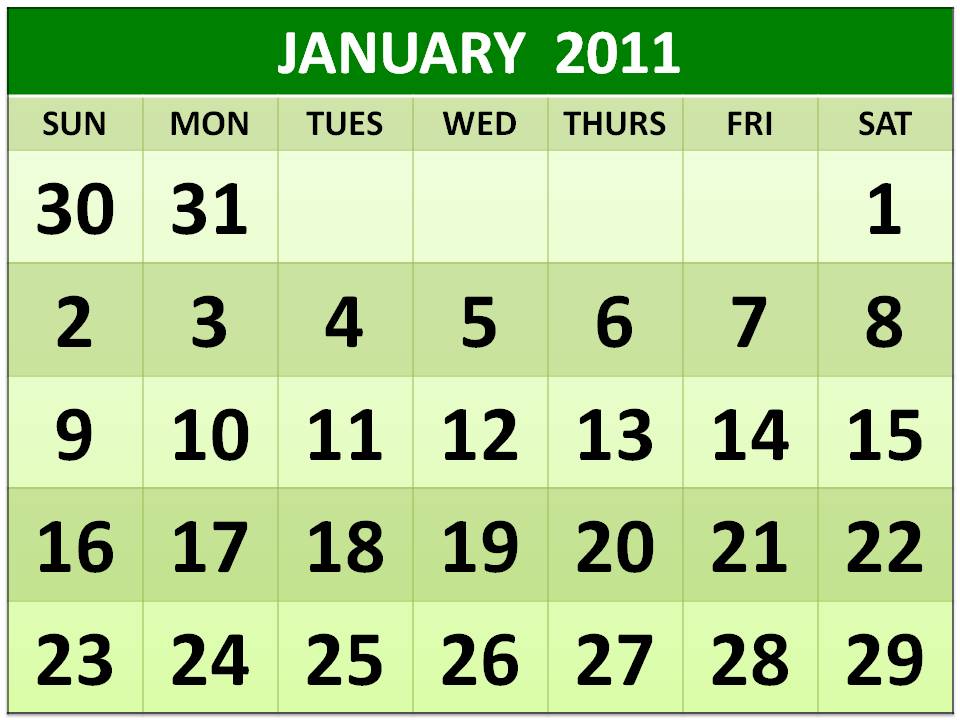 PRINTABLE JANUARY 2011 CALENDAR - NEWS TODAY. 2010 uk printable monthly
