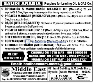 Required Foe Leading Oil & Gas Company In Saudi Arabia
