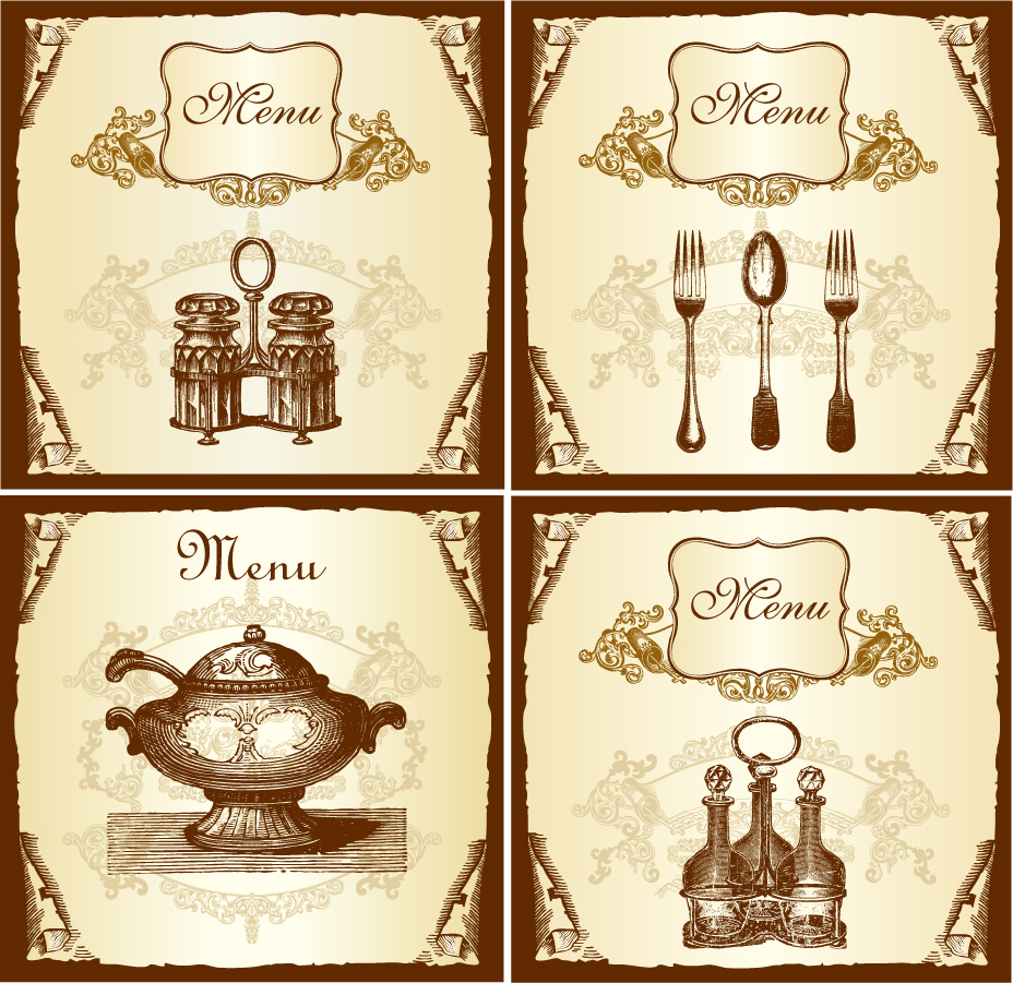 Ai Eps イラストレーター 古風なメニューの表紙デザイン Classic Menu Template Vector イラスト素材