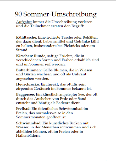 Ausarbeitung in PDF-Datei: 90 Umschreibungsrätsel: Sommer