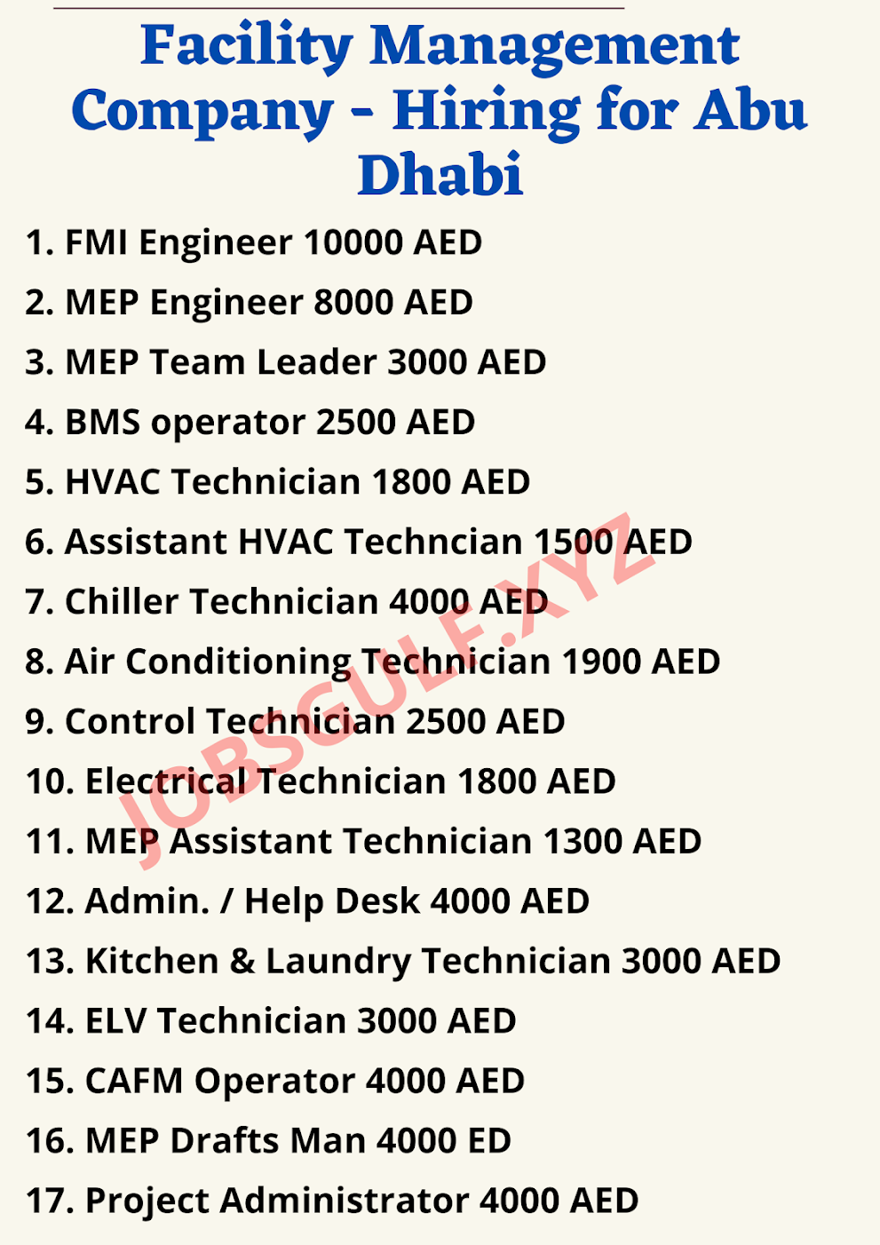 Facility Management Company - Hiring for Abu Dhabi