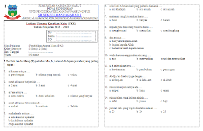 Soal UKK Pendidikan Agama Islam (PAI) Kelas 1 SD