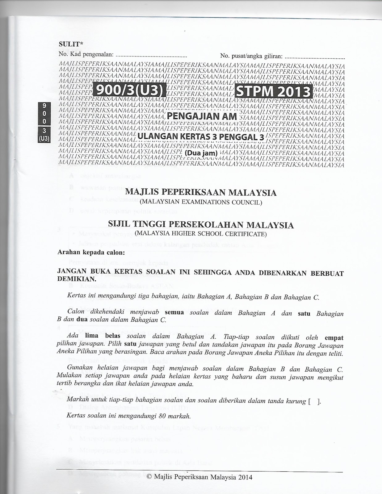 NOTA LENGKAP PENGAJIAN AM/PENGAJIAN MALAYSIA: Soalan STPM 