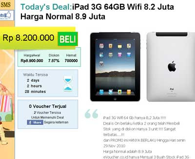 iPad 3G 64GB WiFi Harg Promo eVoucher