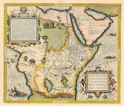 Map of Prester John's kingdom as Ethiopia, 1564.