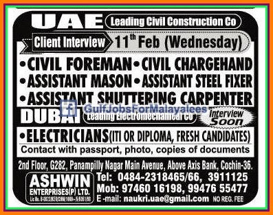 Maintenance & Construction Jobs for Qatar & UAE