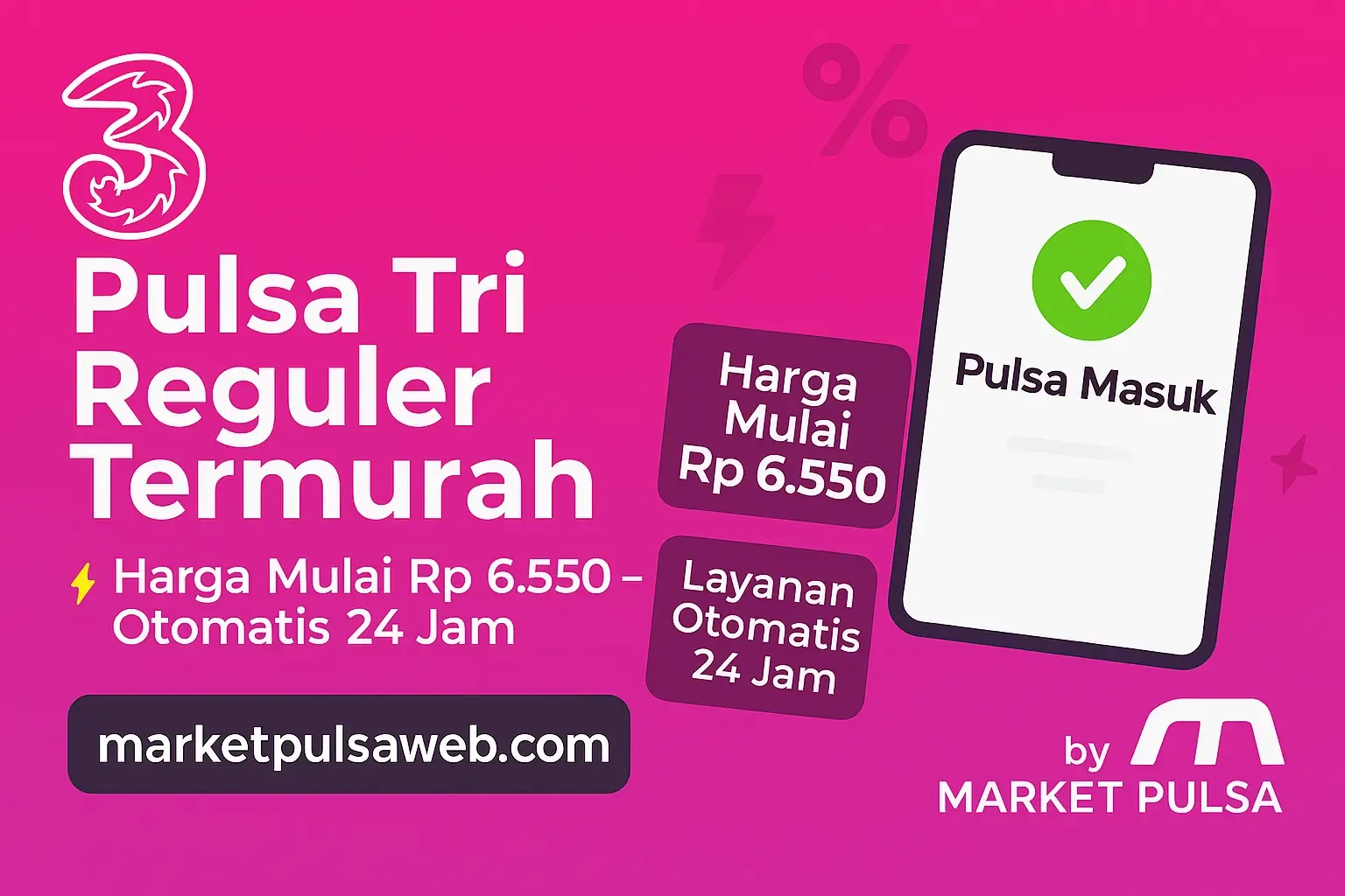 Pulsa Three (Tri) Reguler Termurah & Otomatis | Market Pulsa