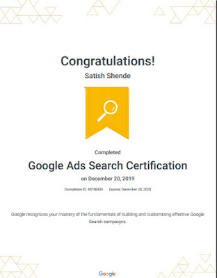 Google Ads Search Certification Satish Shende
