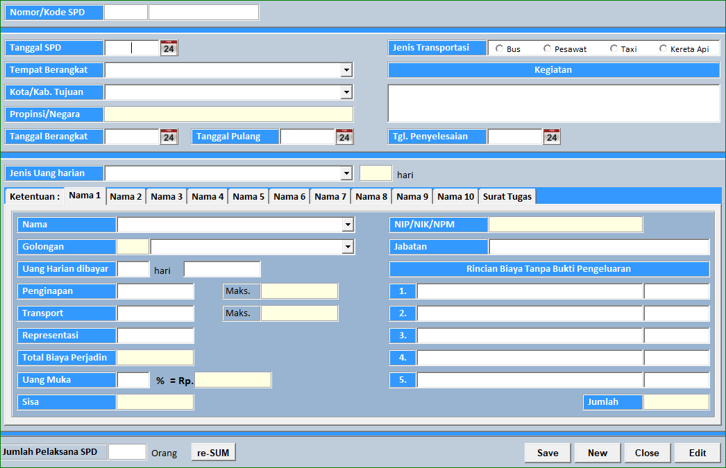 Aplikasi Excel Sppd Dan Surat Tugas Versi 2 Excelmaniacs