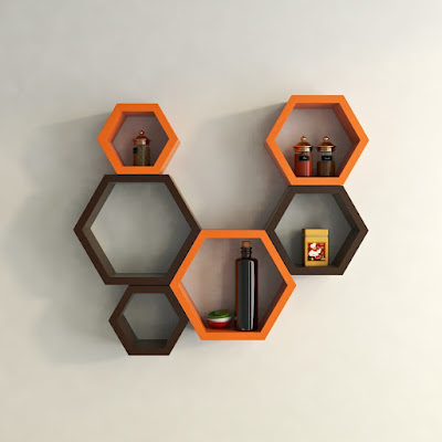 رف, تخزين,ديكور,hexagon, floating, shelves