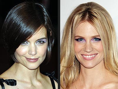 No neutrals for January Jones and Katie Holmes, they highlighted their eyes 