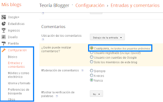 Opción para que comente cualquiera en un blog de Blogger. Configurar.