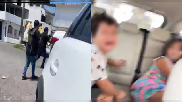 Lo bajaron del auto y le dan piso frente a su esposa e hijo en Lázaro Cárdenas, Michoacán, ella grabo todo