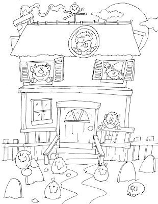 House Coloring Pages on House Surrounded By Tombstones Happy Halloween Coloring Page Minnie