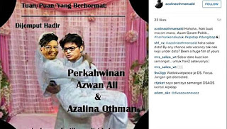 ‘Undangan kahwin’ dengan Azwan Ali: Azalina tetap `steady’