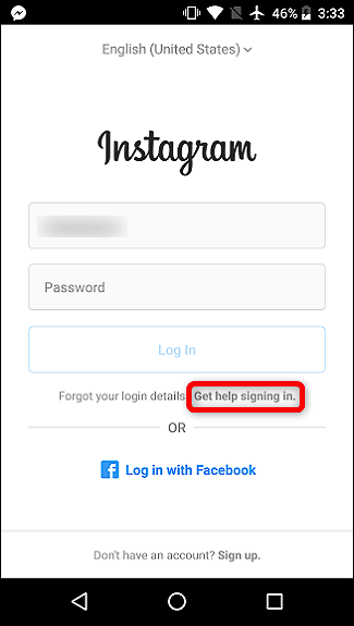 Ripristina la password dall'app di Instagram