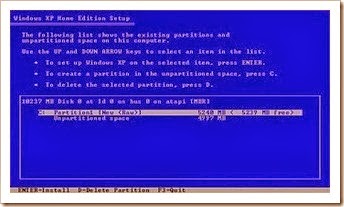 Pilihan Lokasi Install Windows XP