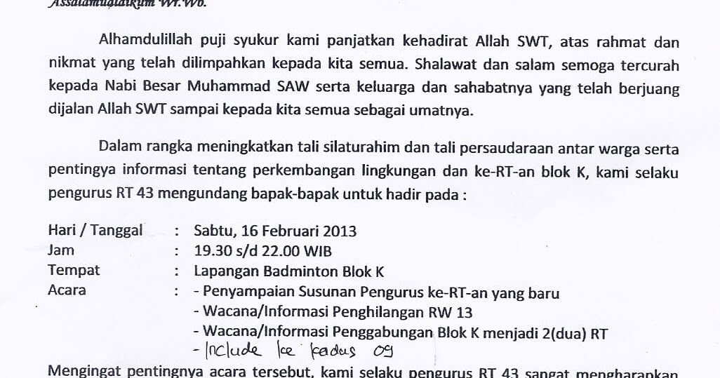 Contoh Surat Undangan Rapat Organisasi - ContohSuratmu.com