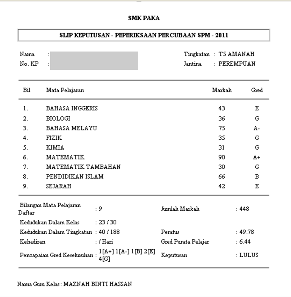 Sekolah Menengah Kebangsaan Paka Semakan Keputusan Peperiksaan Pelajar Oleh Ibu Bapa Secara Online Melalui Sistem Analisis Peperiksaan Sekolah Saps