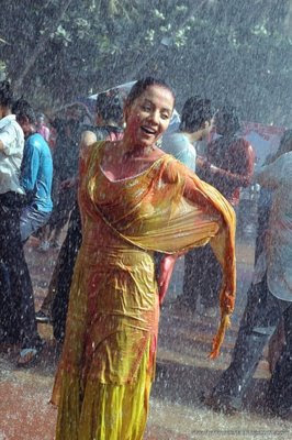 Celina Jaitley raindances during Holi celebrations