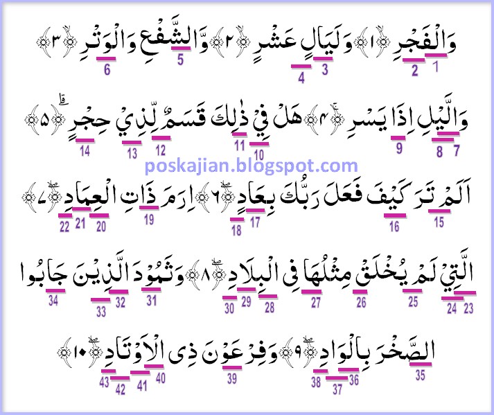Doa Senjata Muslim Hukum Tajwid Al Quran Surat Al Fajr Ayat 1 16 Lengkap Dengan Penjelasannya