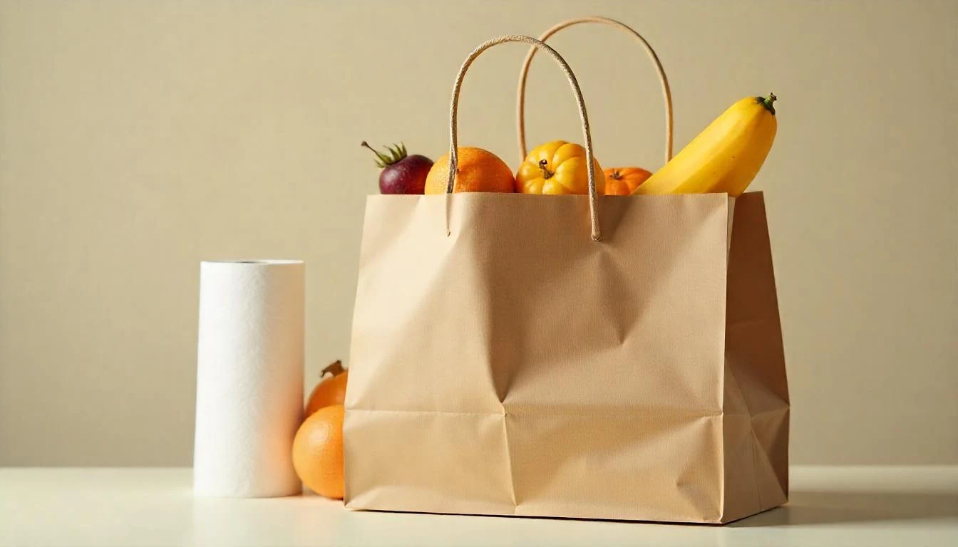 Simple, biodegradable paper grocery bag