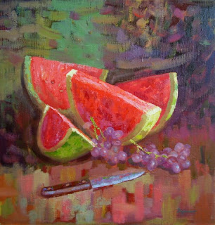 Water-Melon Painting, Oil Canvas, Still Life, Realism