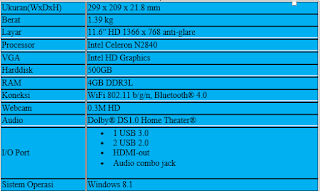 HARGA DAN SPESIFIKASI LAPTOP LENOVO YOGA 300