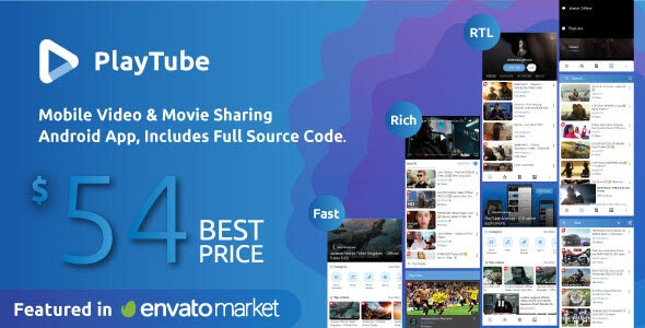 PlayTube – Mobile Video & Movie Sharing Android Native Application v2.3
(Import / Upload)