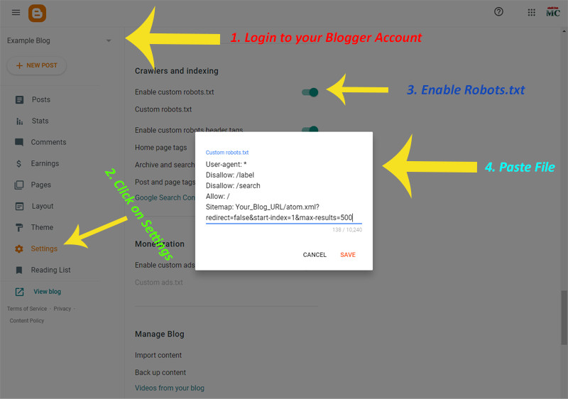 Submitting Blogger Sitemap