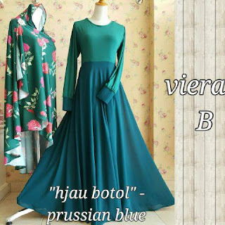 viera dress B hijau botol prussian blue